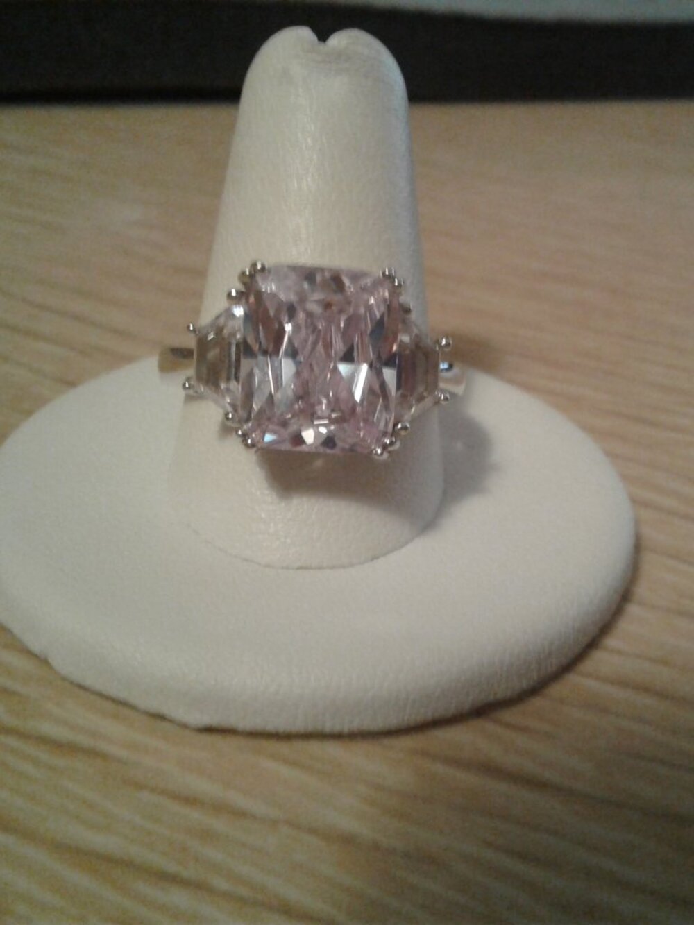 BJL348 LNC Bella Luce Cushion & Trapeze Cut Rhodium Ring 10.51ctw. Size 10
